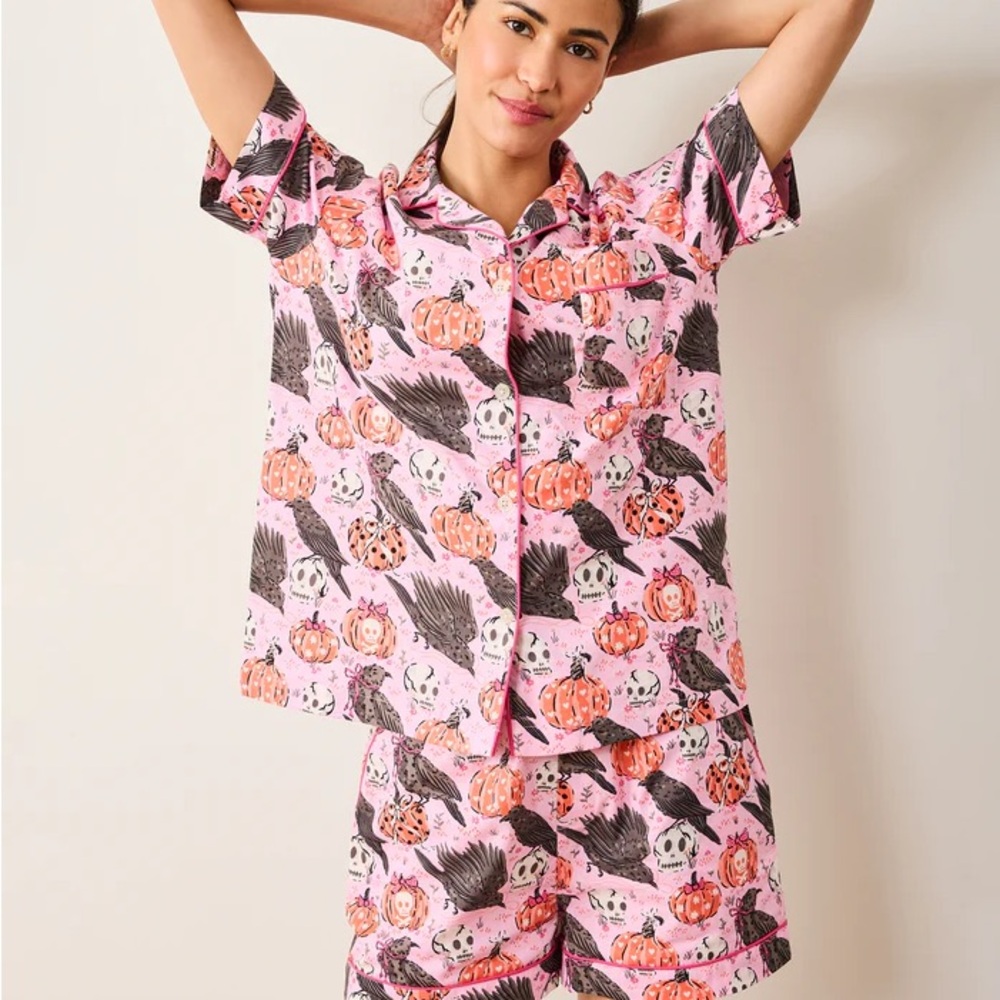 Printfresh Pink and Black Halloween Pajama Set